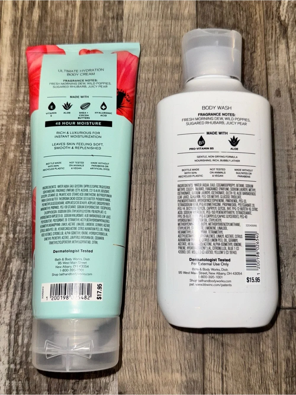 Bath & Body Works Poppy Body Cream & Body Wash - Red, Mint